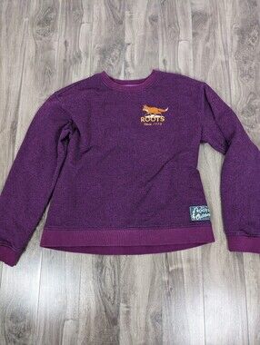 Root's Retro Women's Sweatshirt Size Medium Purple Embroidered Fox Logo